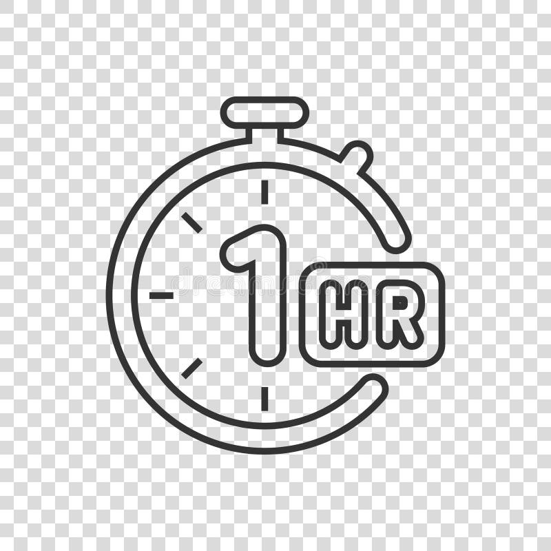 1 hour timer symbol black color style Royalty Free Vector