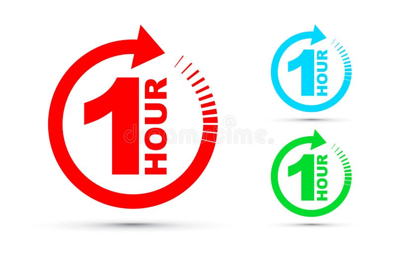One Hour Arrow Icon Set Stock Vector. Illustration Of Icon - 136605686