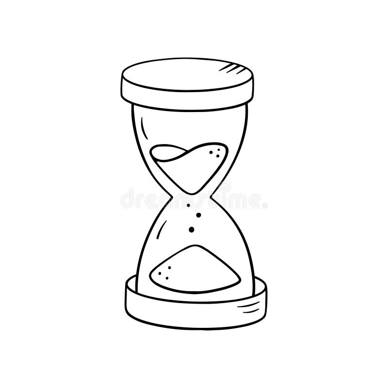 Hourglass in Doodle Style, Vector Illustration. Sketch Sand Clock for