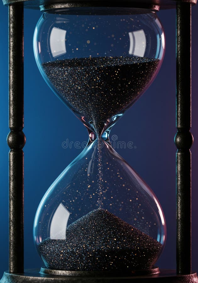 Hourglass gefüllt mit schwarzem und goldenem Sand. Die Struktur wird durch eine vektor abbildung