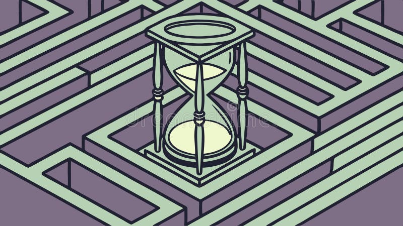 Hourglass in Maze, Time and Challenge Puzzle Vector, vector design Generative AI vector illustration