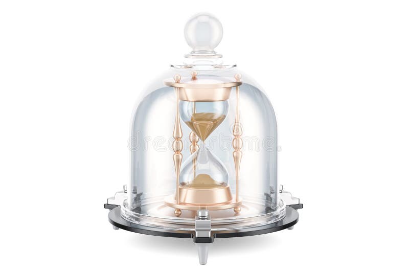 Hourglass mózg zakrywający szklanym dzwonem, save czasu pojęcie 3d ren ilustracji Hourglass mózg zakrywający szklanym dzwonem, save czasu pojęcie 3d ren ilustracji