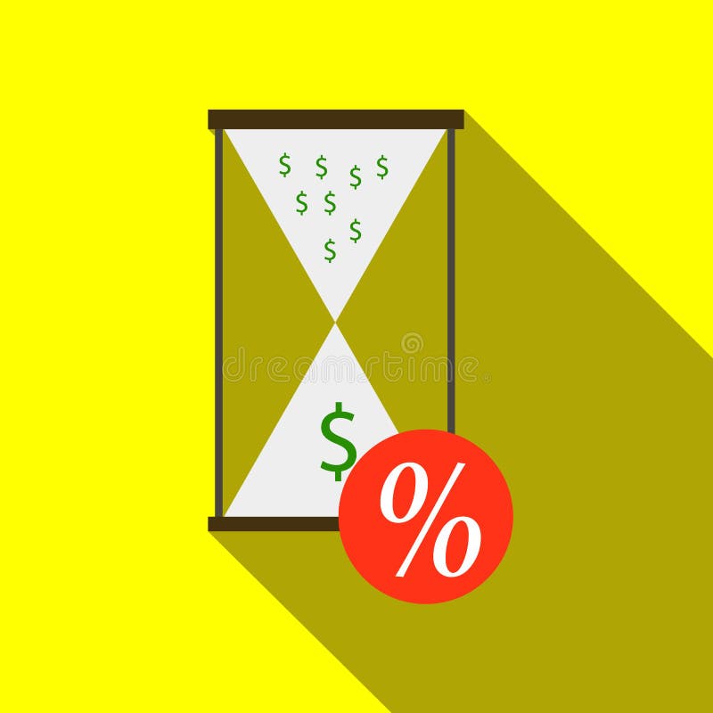 Hourglass with Sale Icon, Flat Style Stock Vector Illustration of