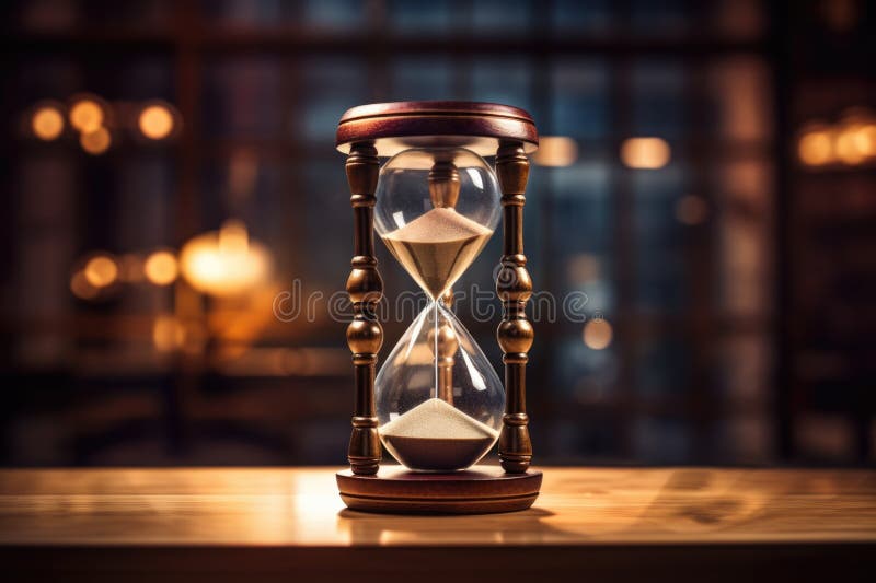 Hourglass Stand on Table AI Generated Stock Photo Image of countdown