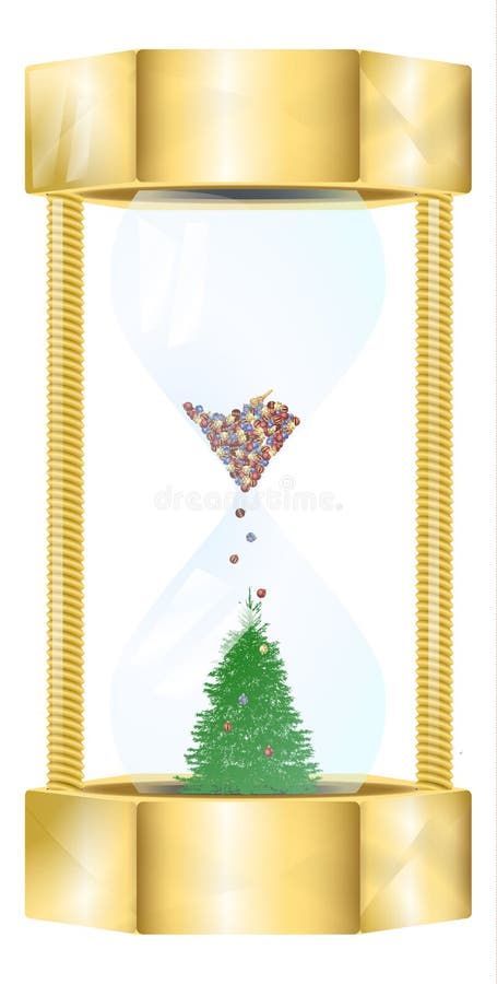 Hourglass in which the Christmas tree and decorations