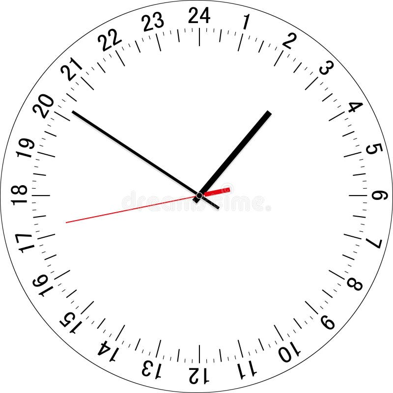 24 hours clock dial. Vector Illustration