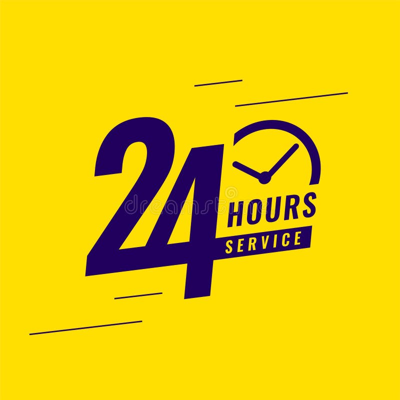 24 hours everyday service assistant background with clock sign