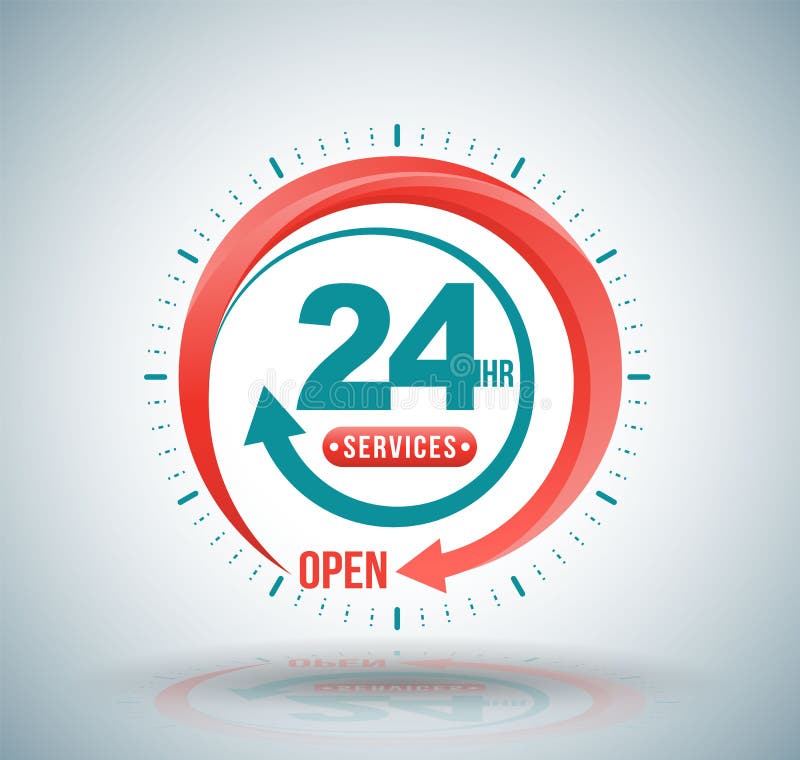 24 hours services banner. vector illustration