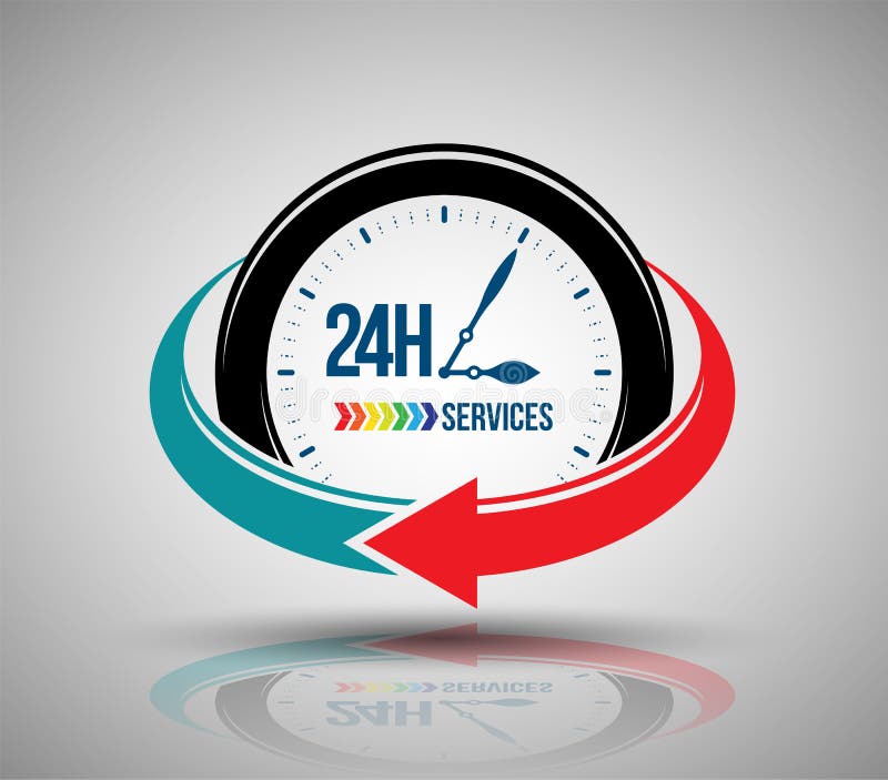 24 hours services banner. stock illustration