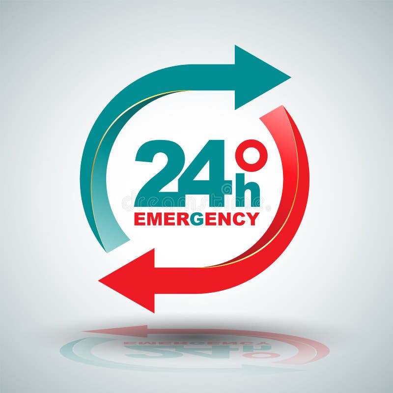 24 hours services banner. stock illustration