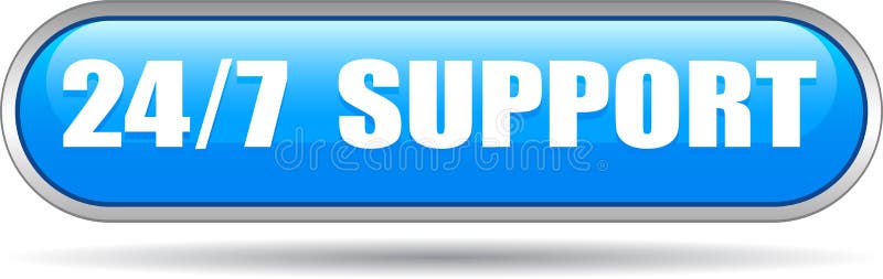 24 hours support web button blue