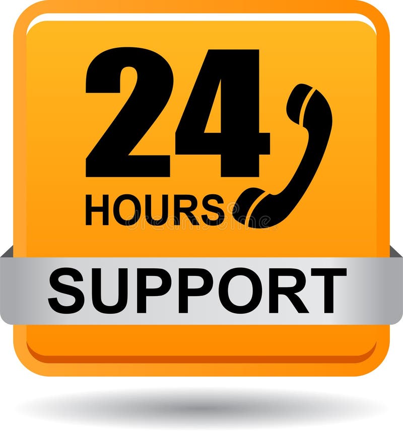 24 hours support web button orange