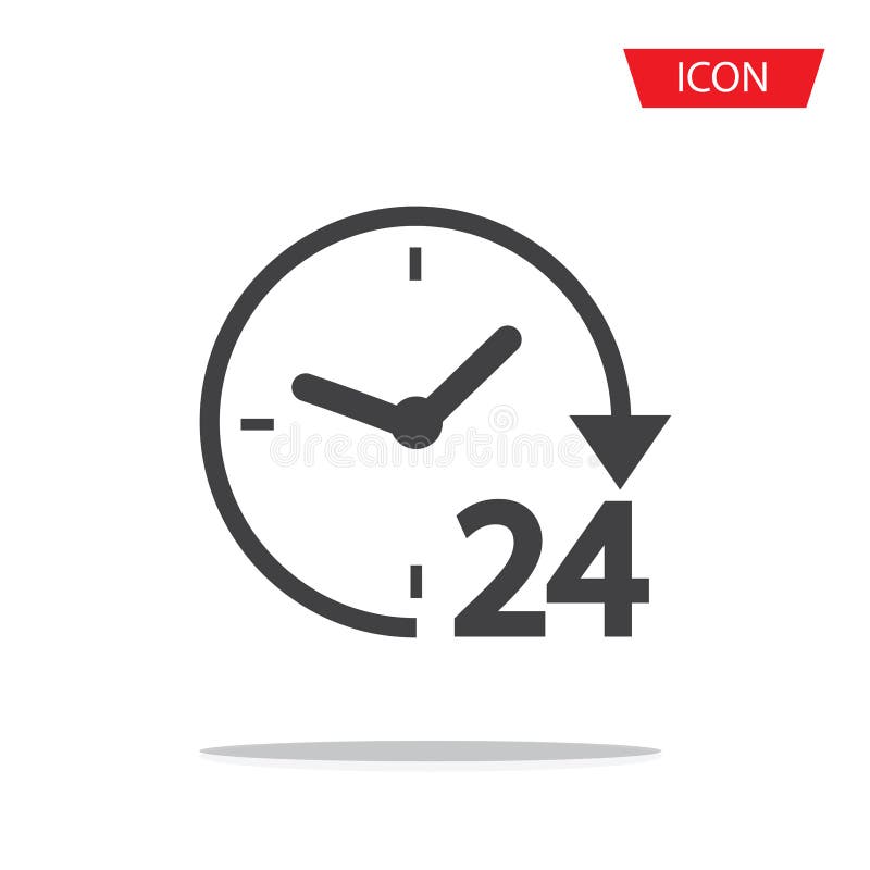 24 Hours Vector Icon Isolated on Background Stock Vector Illustration