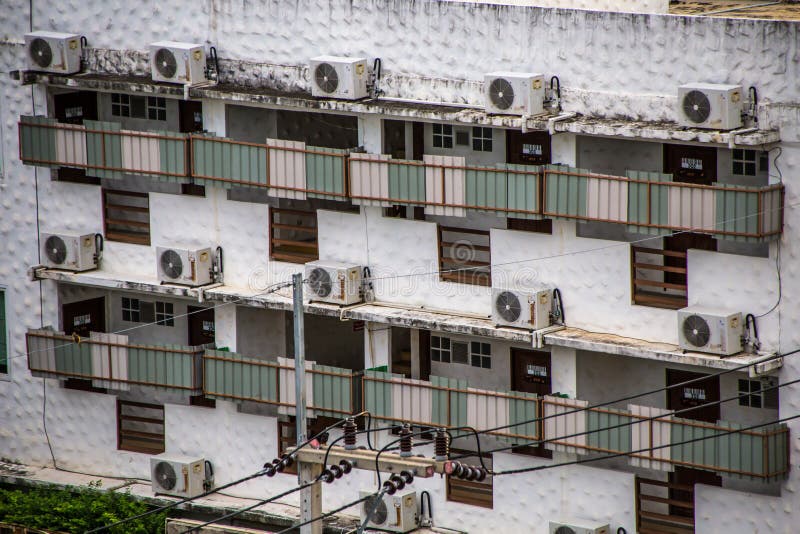 House with aircon outside stock photo. Image of outside 77517788