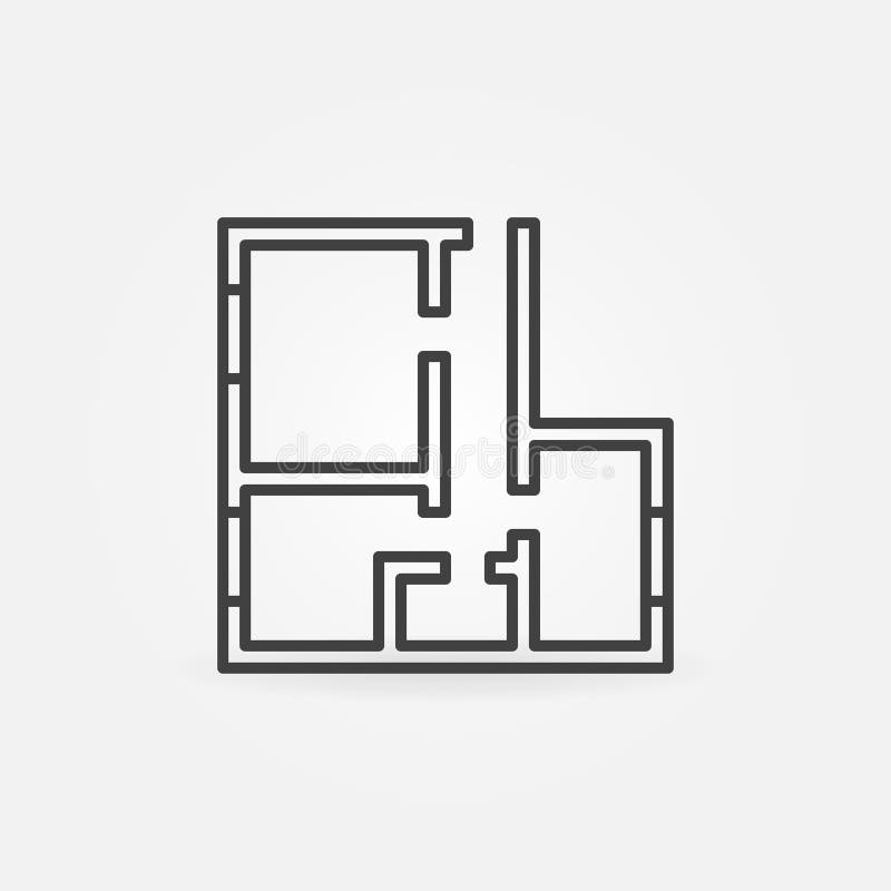 House or Apartment Plan vector concept line icon stock illustration