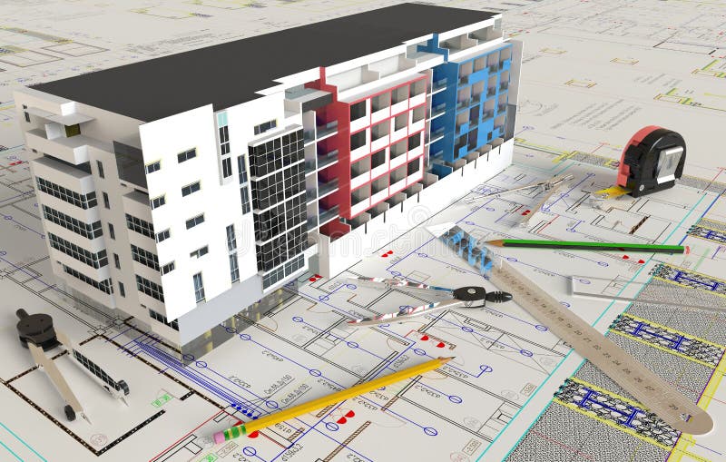 House Architectural Drawing And Layout stock photo