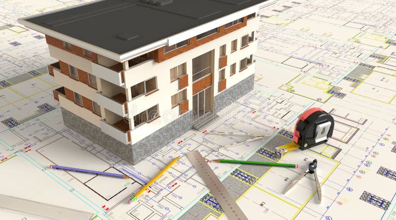 House Architectural Drawing And Layout stock image