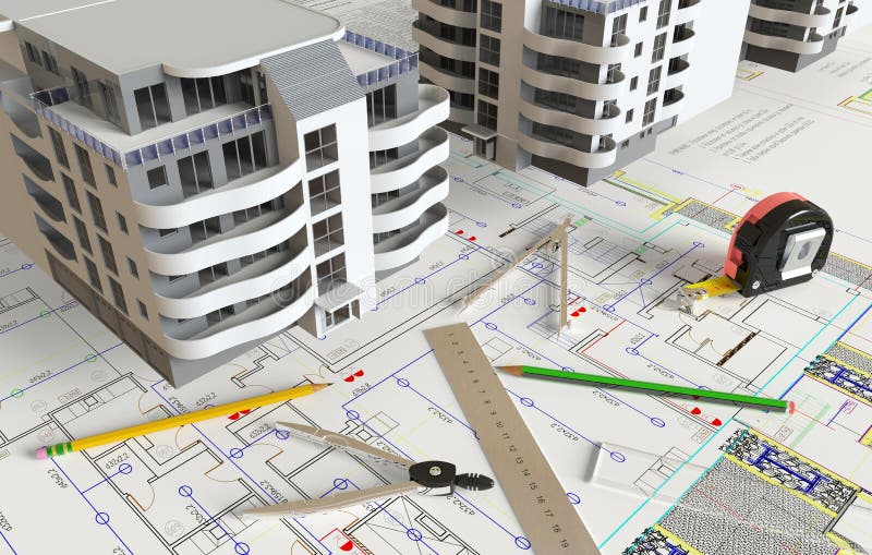 House Architectural Drawing And Layout stock image