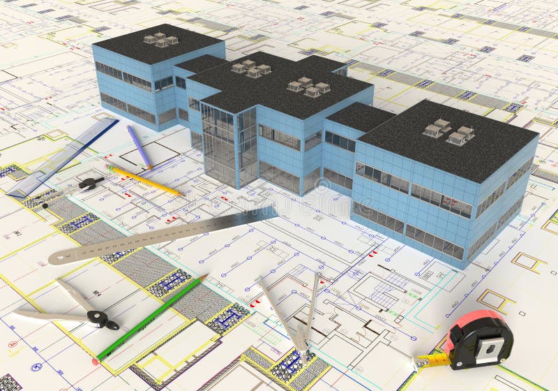 House Architectural Drawing And Layout royalty free stock photos
