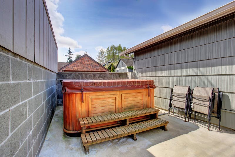 House Backyard with Jacuzzi Stock Photo Image of area, view 42628336