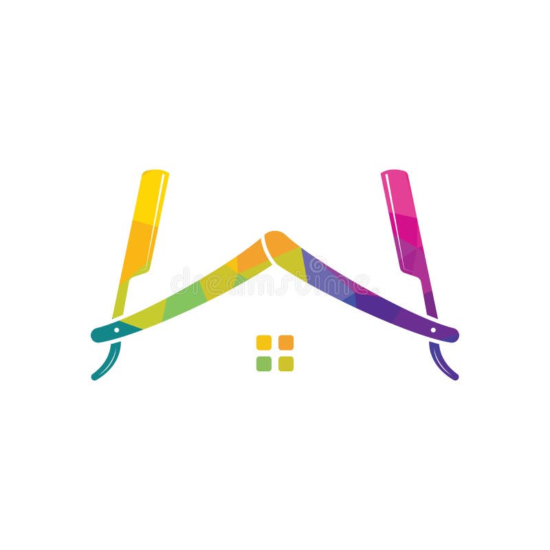 House of Barber Blade Logo Design Icon Template. Stock Illustration