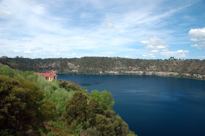 house on a blue lake