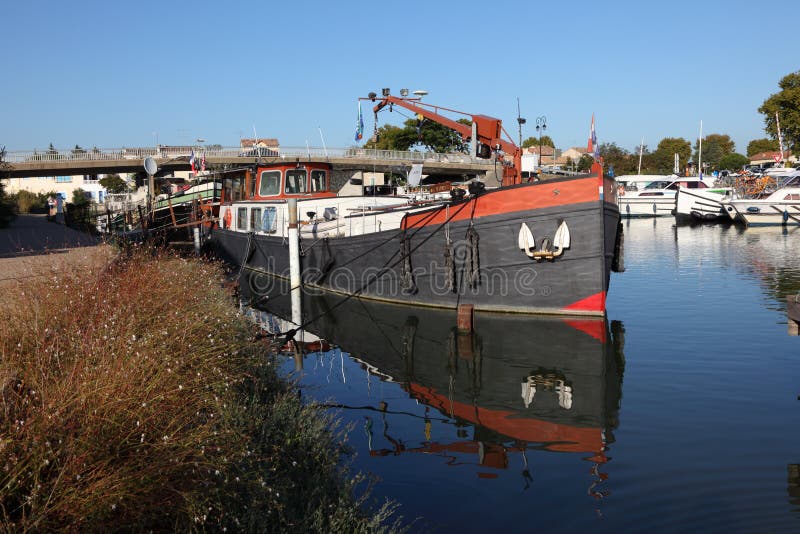 Boat On Rhone River, Lyon France Stock Photo Image of waterway, boat