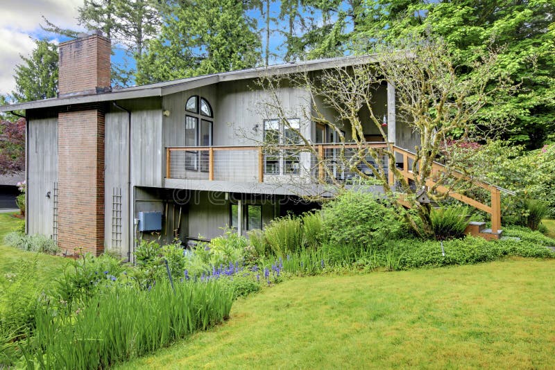 House with brick chimney. royalty free stock image