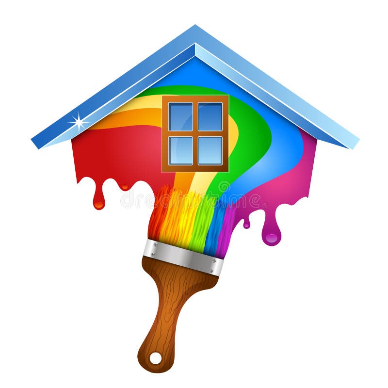 House and brush with paint stock vector. Illustration of vector 92264600
