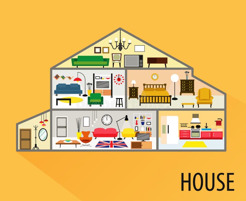 House cartoon interior stock vector. Illustration of compere - 55810128