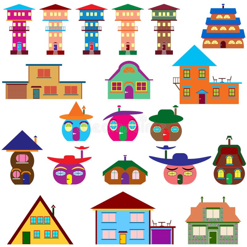 House cartoon set - colourful home icon collection. royalty free illustration House cartoon set - colourful home icon collection. royalty free illustration