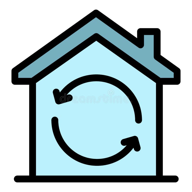 House and Circular Arrows Icon Color Outline Vector Stock Vector