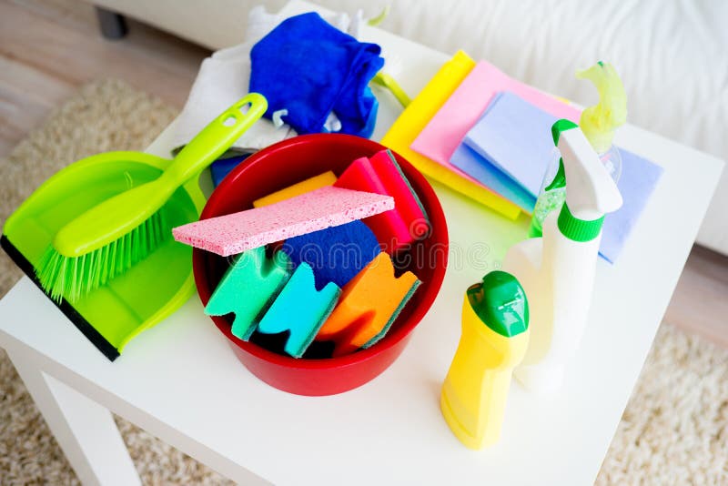 House cleaning products stock photo. Image of group, plastic 91953242