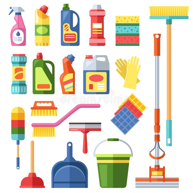 House cleaning tools stock illustration. Illustration of home - 73545184