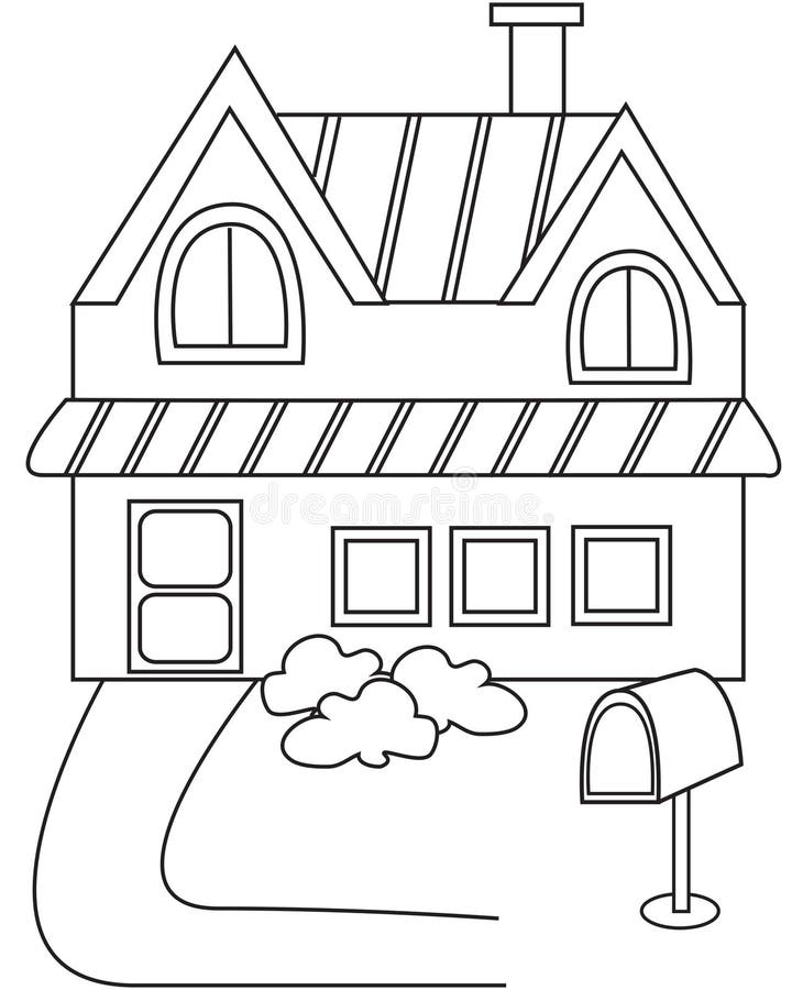 Download House coloring page stock illustration. Illustration of ...