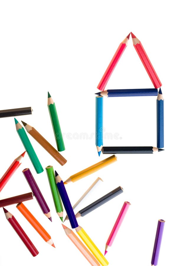 Casă de creioane colorate stock image