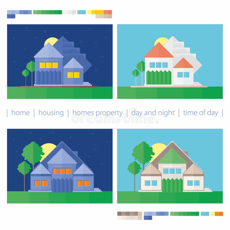 Day Night House Stock Illustrations 9,472 Day Night House Stock
