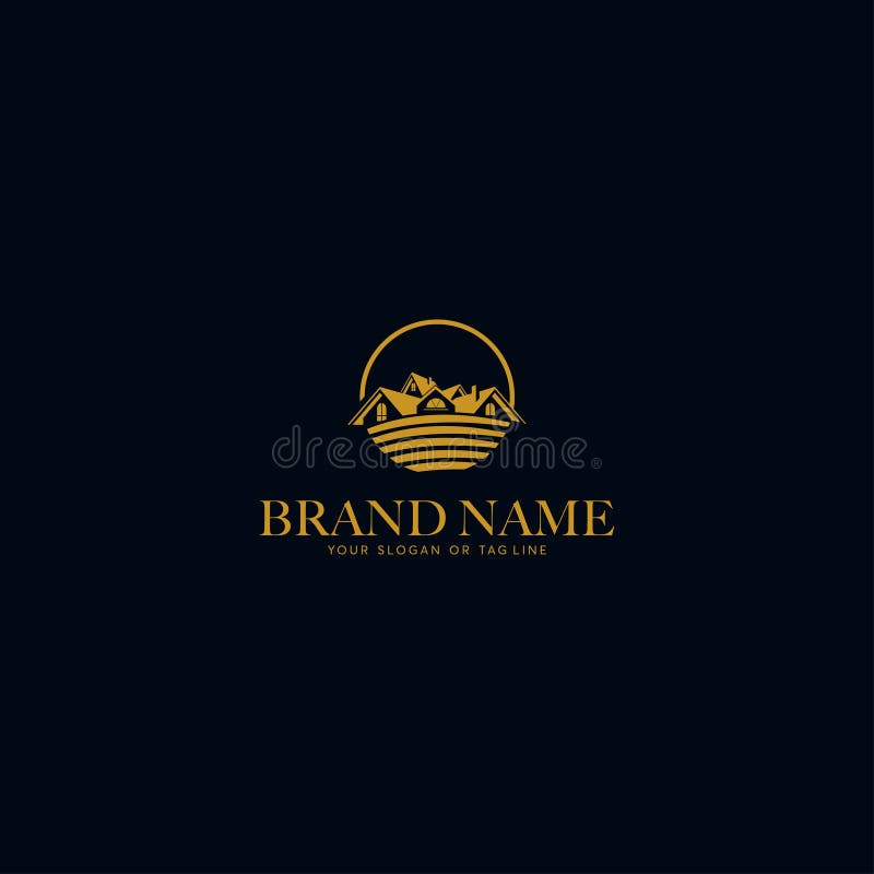 House Design Logo Gold Color Vector Stock Vector - Illustration of