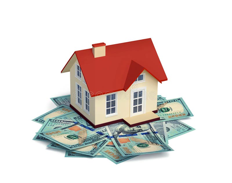 House with Dollar Bills on White Stock Illustration Illustration of