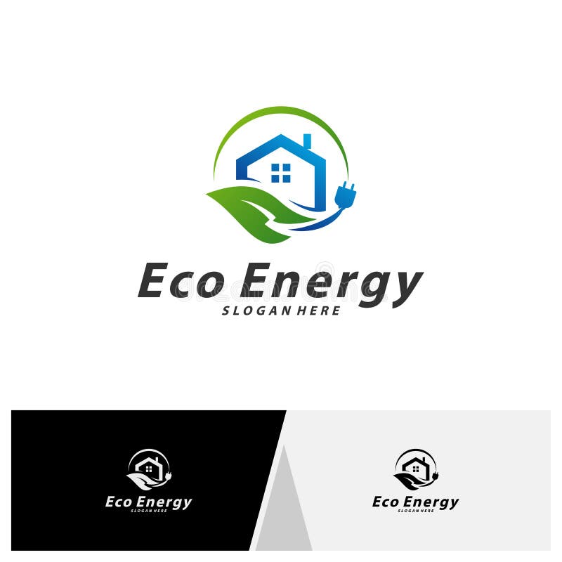 House with Eco Energy Logo Template Design Vector, Emblem, Design Concept, Creative Symbol, Icon.