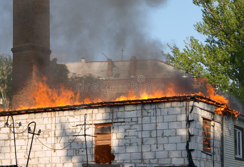 House in fire royalty free stock image