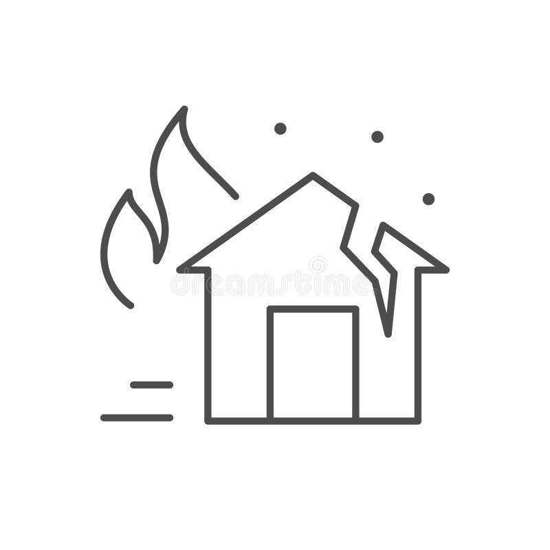 House Fire Line Outline Icon Stock Illustration Illustration of