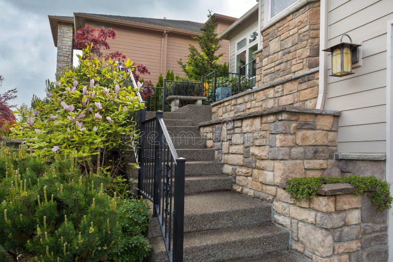 House Front Cultured Stone Work Siding and Stair