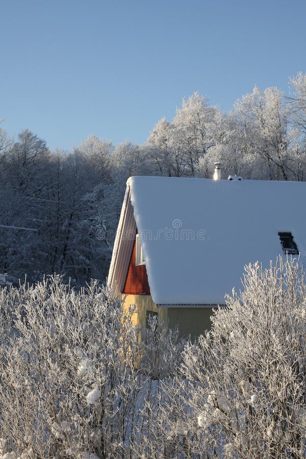 House on a frosty winter day