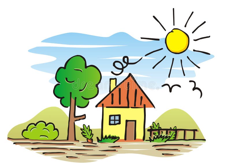 Desen manual casă și grădină vector illustration