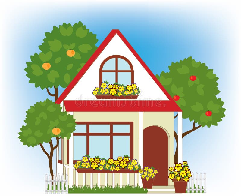 House and garden stock vector. Illustration of apple 51796333