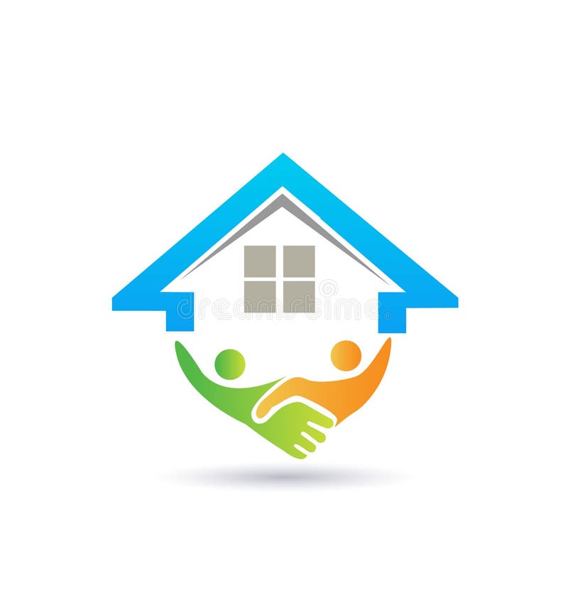 House and handshaking vector image logo