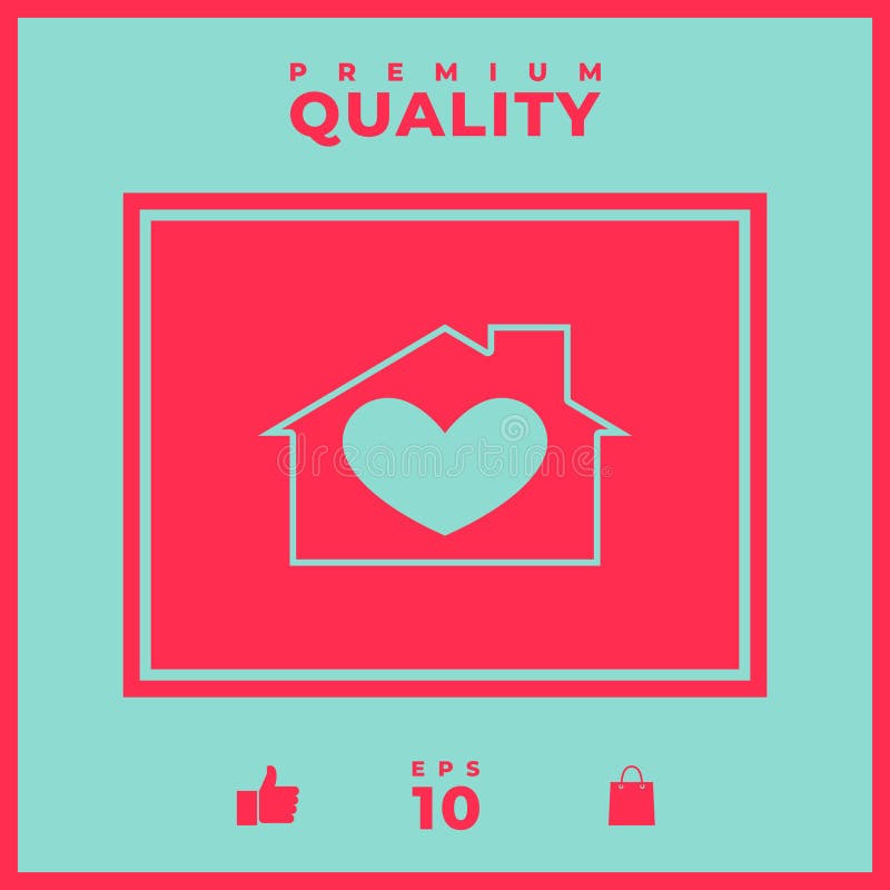 House with Heart Symbol. Graphic Elements for Your Design Stock