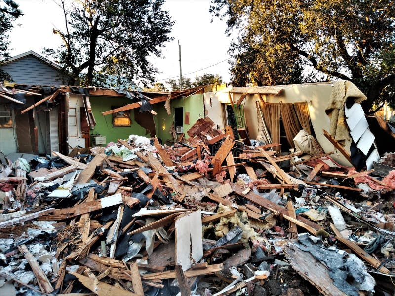 Hurricane Tornado Destroyed House Panama City Beach, Florida Fl Stock