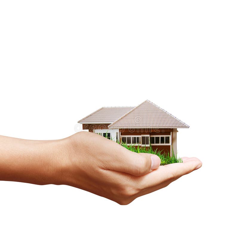 House in human hands stock illustration. Illustration of building ...